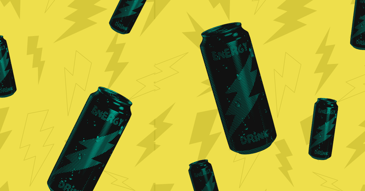 Drink cans on a yellow background.