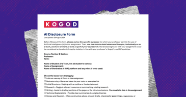 The Kogod AI Disclosure Form