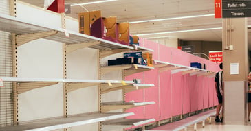 Empty shelves in a store