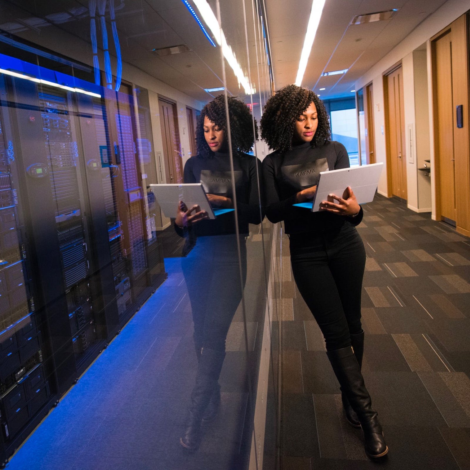 Woman looking at laptop